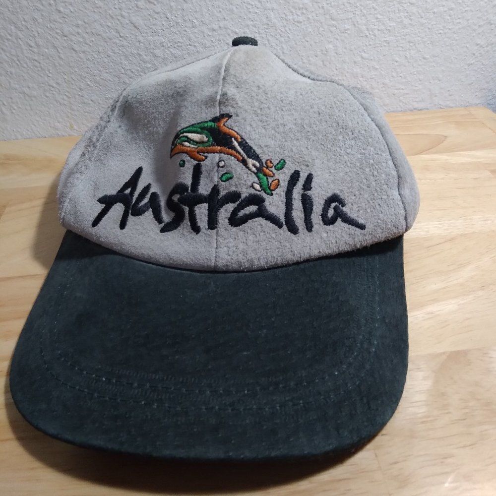 Vintage Australia Dolphin Leather Strap Back Hat